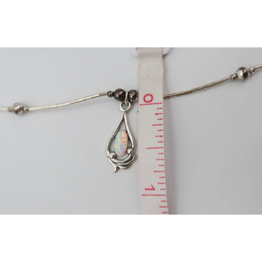 Vintage Sterling Silver Opal Teardrop Pendant Necklace WHEELER MANUFACTURING Co - Picture 9 of 10